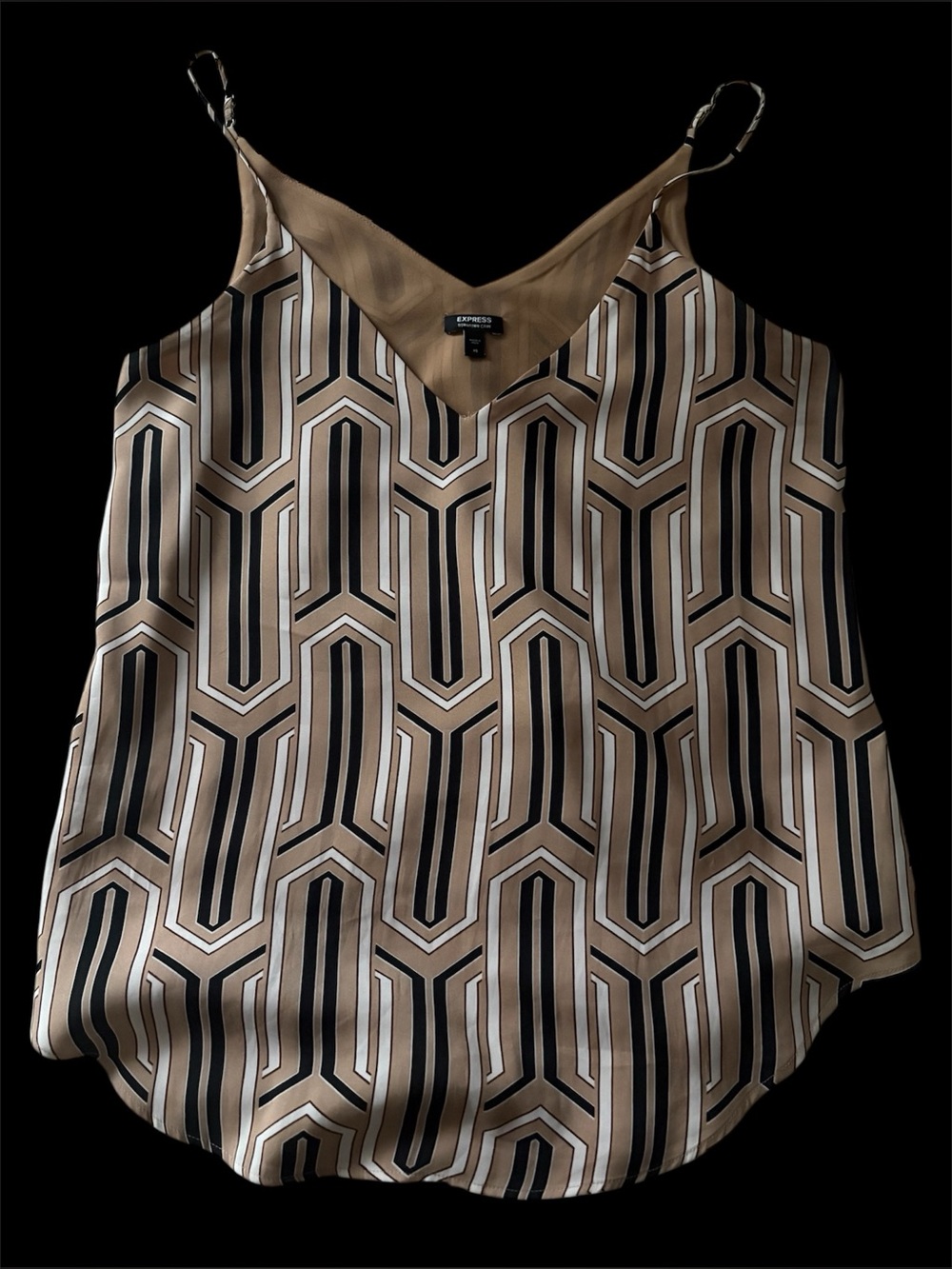 Express Taupe, Black & Cream Geometric Satin Cami
